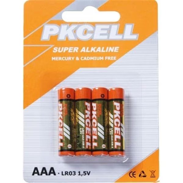 Pkcell LR03-4B 1.5V Ultra Alkaline AAA Size Battery; Pack of 4, Pkcell, Mfr#: LR03-4B