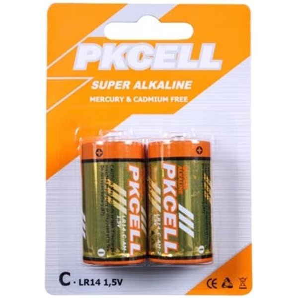 Pkcell LR14-2B 1.5V Alkaline C Size Battery; Pack of 2, Pkcell, Mfr#: LR14-2B