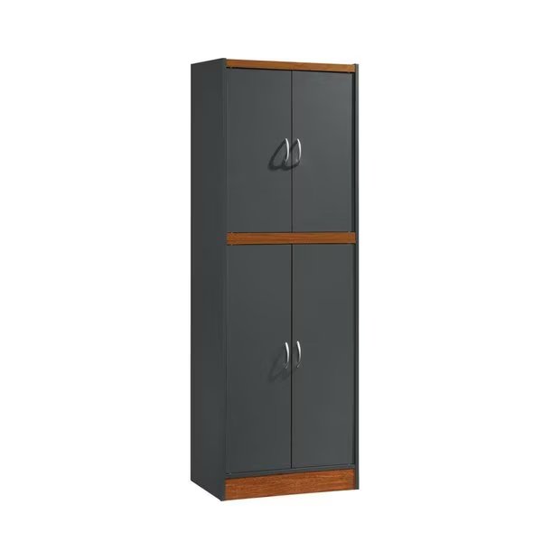 Hodedah HI224 GREY-OAK 71.6 x 15.5 x 26.3 in. 4-Door Kitchen Pantry with 4-Shelves & 5-Compartments; Grey & Oak, Hodedah, Mfr#: HI224 GREY-OAK