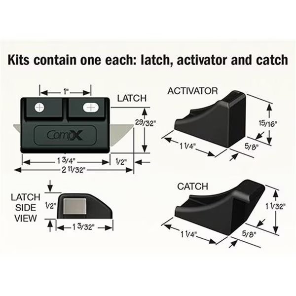Timberline Locks TLDL200B Double Door Latch with Slam Action - Black, Timberline Locks, Mfr#: TLDL200B