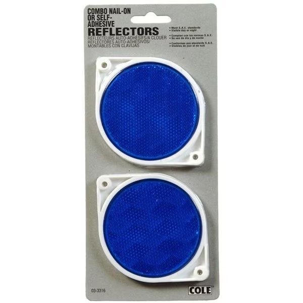 Hillman Group 844011 3 in. Adhesive Circle Reflectors  Blue - 1 6 Piece, Hillman, Mfr#: 844011