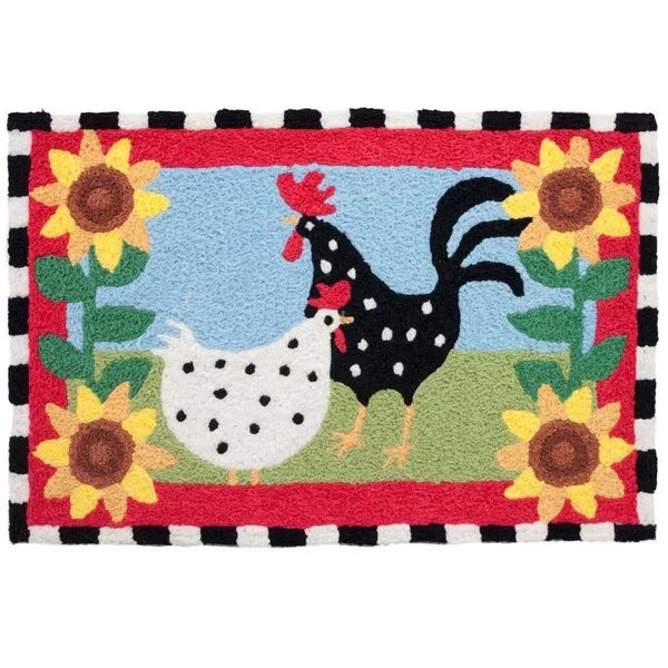 20 x 30 in. Funky Chickens Rug, Perspectiva, Mfr#: PE2586434