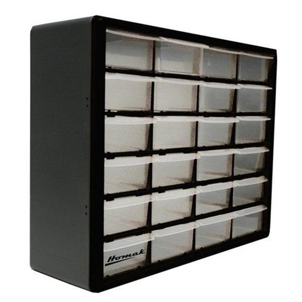 15.62 x 19.75 x 6.25 in. 24 Drawer Plastic Parts Organizer - Clear & Black, Chesterfield Leather, Mfr#: CH1640948