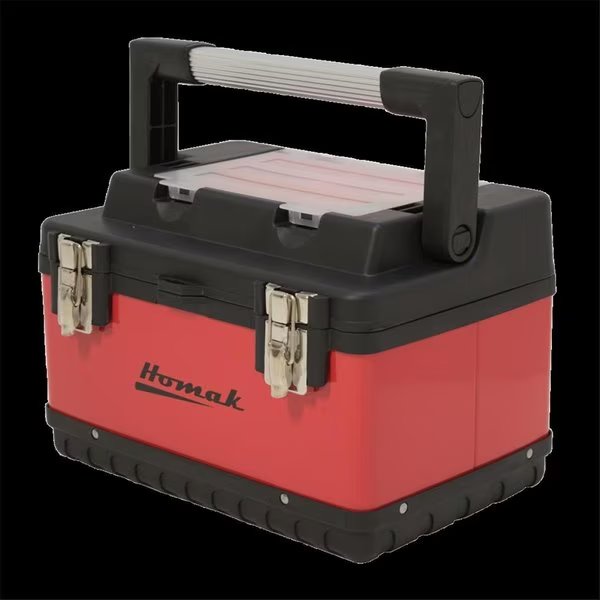 Tool Box, Metal, Plastic, Red, 26 in W, Homak, Mfr#: HO297196