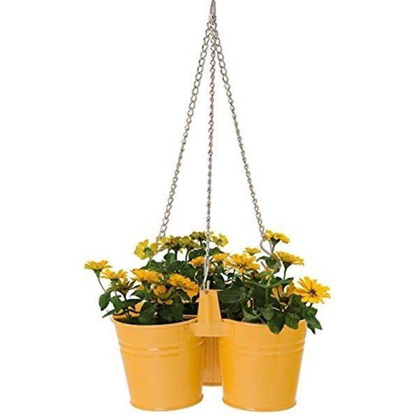 Enameled Galvanized Hanging 3 Planter Unit for 6.5 in. Plants, Saffron, Next2Nature, Mfr#: NE2588629