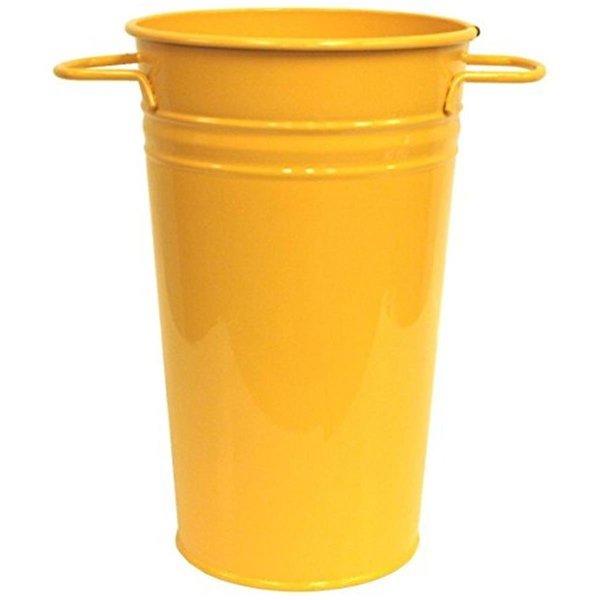 6.5 in. dia. x 9.5 in. Enameled Galvanized Vase, Saffron, Esteras Tikar, Mfr#: ES2588631