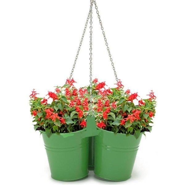 Enameled Galvanized Hanging 3 Planter Unit for 6.5 in. Plants, Sage, Next2Nature, Mfr#: NE2588647