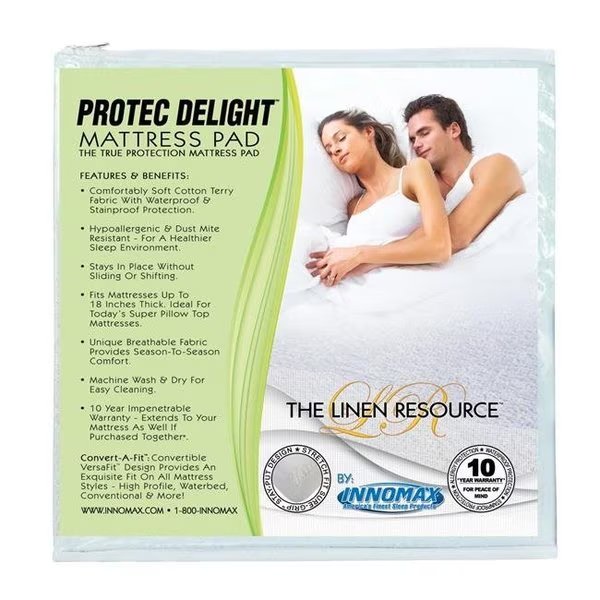 Innomax 5-85-WP-T Protec Delight True Protection Mattress Pad; Twin-Twin Extra Large, Innomax, Mfr#: 5-85-WP-T