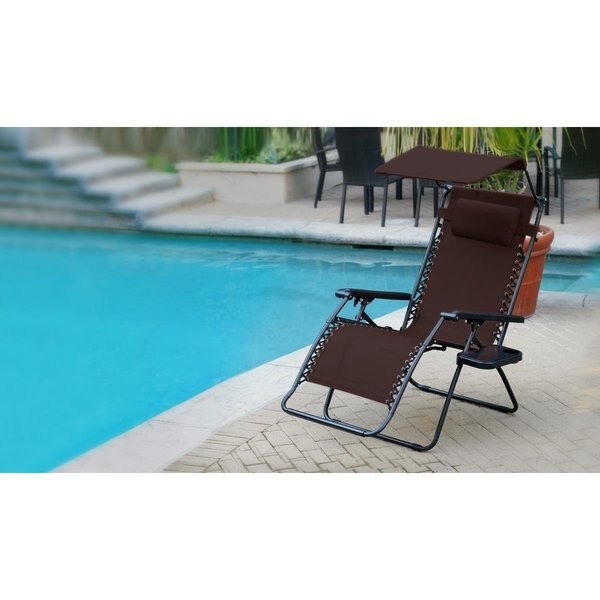 Oversized Olefin Zero Gravity Chair with Sunshade & Drink TrayMocha, Propation, Mfr#: PR331902