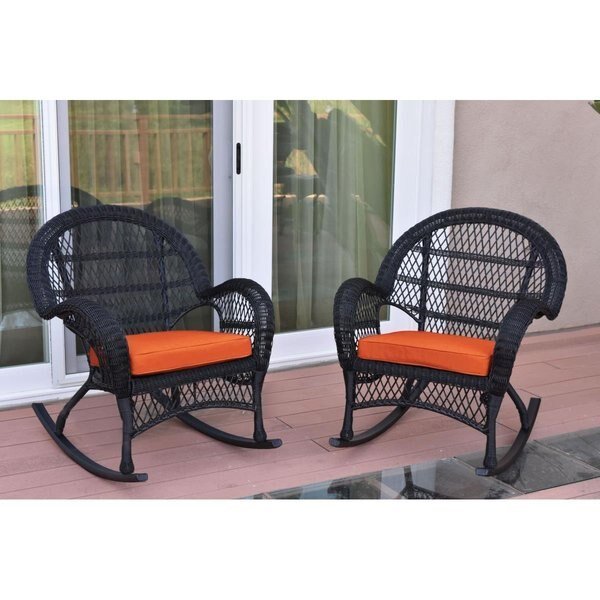 W00211-R-2-FS016 Santa Maria Black Wicker Rocker Chair with Orange Cushion, Propation, Mfr#: PR1081438