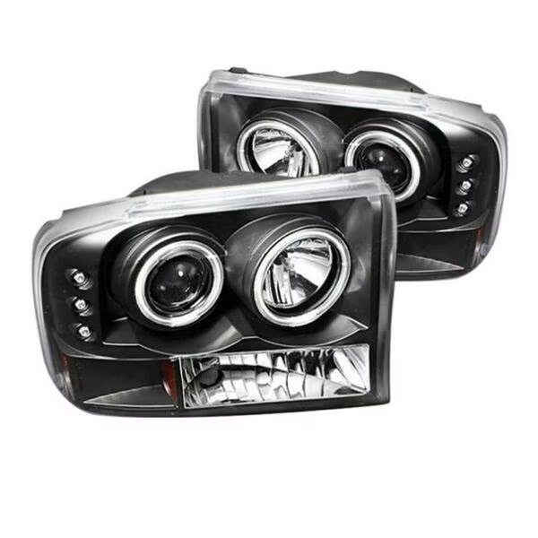 1999-2004 Ford F250 Super Duty Black Halo Projector LED Headlights, Spyder, Mfr#: 5010339