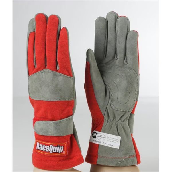 351016 One Layer SFI-1 Race Glove; Red - Extra Large, Racequip, Mfr#: RQP-351016