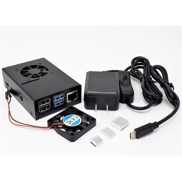 Micro Connectors RAS-PCS14PWR-BK Aluminum Case for Raspberry Pi 4 Model B with Fan & USB-C Power; Balck, Micro Connectors, Mfr#: RAS-PCS14PWR-BK