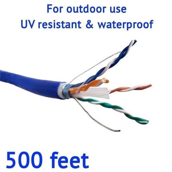 Micro Connectors TR4-560BLOU-500 500 ft. Solid Shielded STP CAT6 Outdoor; UV Resistant and Waterproof Bulk Ethernet Cable - Blue, Micro Connectors, Mfr#: TR4-560BLOU-500