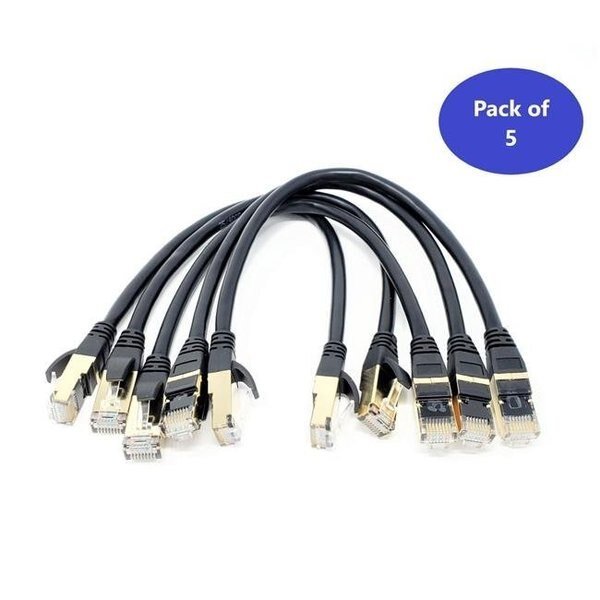 Micro Connectors E12-001B-5 1 ft. CAT 8 SFTP Double Shielded RJ45 Snagless Ethernet Cable; Black - Pack of 5, Micro Connectors, Mfr#: E12-001B-5