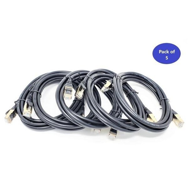 Micro Connectors E12-007B-5 7 ft. CAT 8 SFTP Double Shielded RJ45 Snagless Ethernet Cable; Black - Pack of 5, Micro Connectors, Mfr#: E12-007B-5