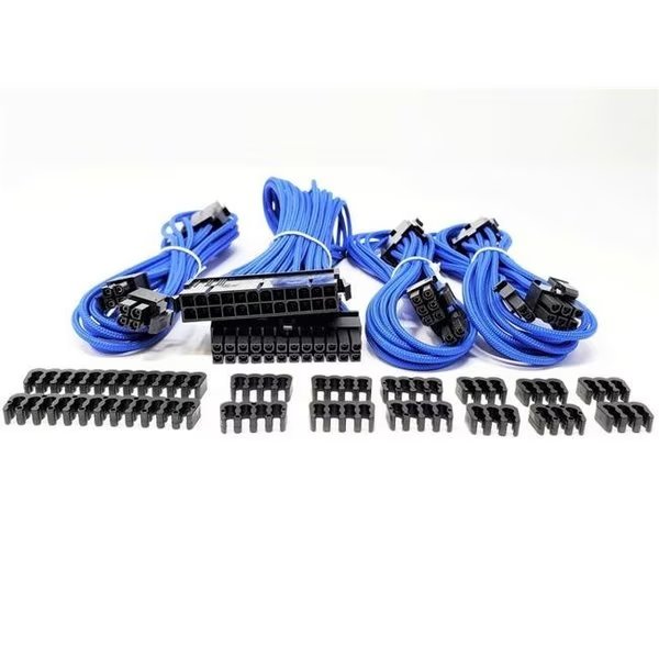 Micro Connectors F04-240BL-KIT Premium Sleeved PSU Cable Extension Kit; Blue, Micro Connectors, Mfr#: F04-240BL-KIT