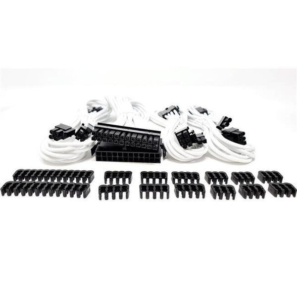 Micro Connectors F04-240W-KIT Premium Sleeved PSU Cable Extension Kit; White, Micro Connectors, Mfr#: F04-240W-KIT