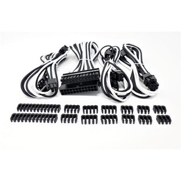 Micro Connectors F04-245WBK-KIT Premium Sleeved PSU Cable Extension Kit; White & Black, Micro Connectors, Mfr#: F04-245WBK-KIT