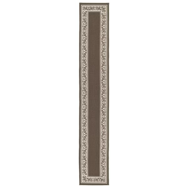 20 x 120 in. Floral Border Extra Long Rectangle Runner Rug - Sand, Manmade, Mfr#: MA2613942