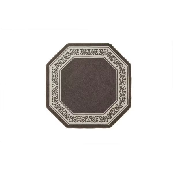 54 x 54 in. Floral Border Octagon Accent Rug - Sand, Manmade, Mfr#: MA2613946