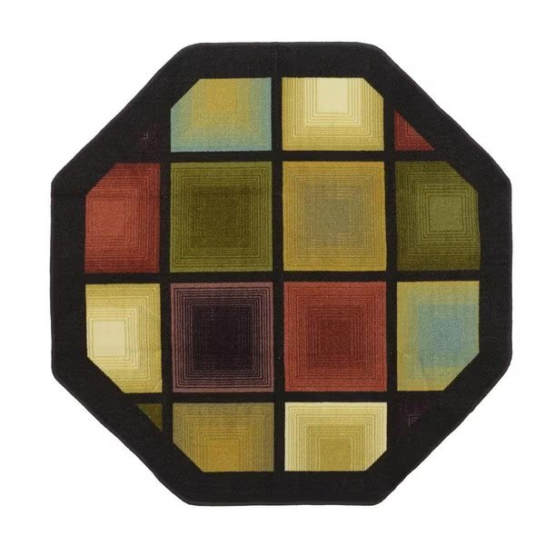 54 x 54 in. Optic Square Octagon Accent Rug - Brown, Manmade, Mfr#: MA2613947