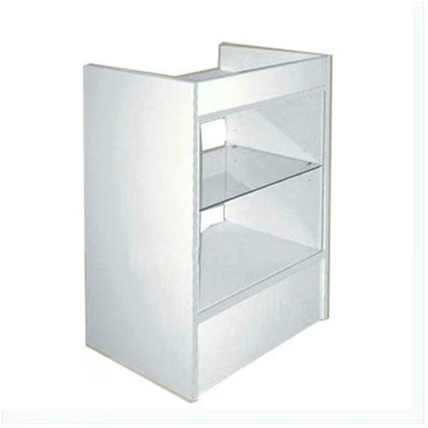 Cash Register Stand with Glass, White, Amko, Mfr#: SCRGW