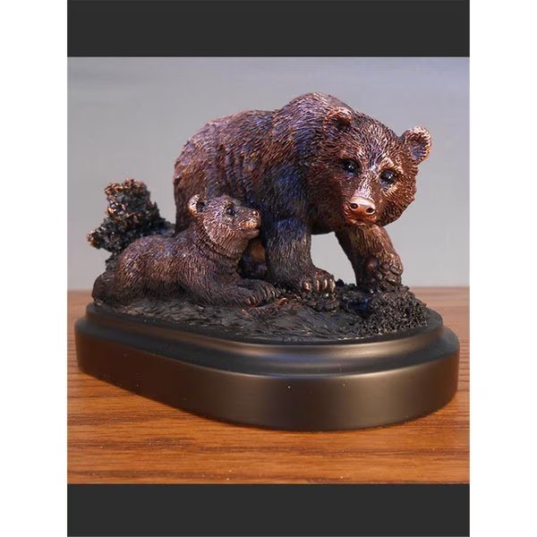 F 5.5 x 3.5 in.Treasure of Nature Howling Bronze Bear & Fish Statue, Dwellingdesigns, Mfr#: DW2619799