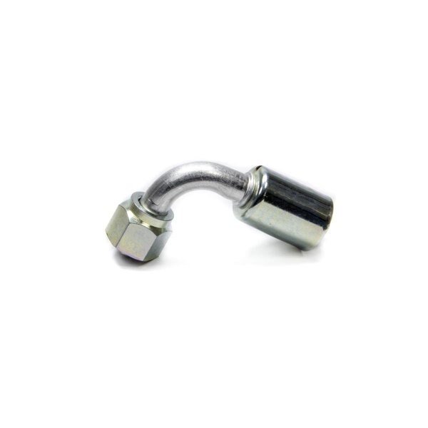Hose End Fitting - AC Refrigerant 90 deg 8 AN Hose Crimp to 8 AN Female O-Ring - Aluminum & Steel, Kento Gear, Mfr#: KE2621484