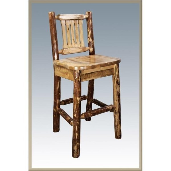Montana Woodworks MWGCBSWNRSADD24 Glacier Country Collection Counter Height Barstool with Back - Saddle Upholstery, Montana Woodworks, Mfr#: MWGCBSWNRSADD24