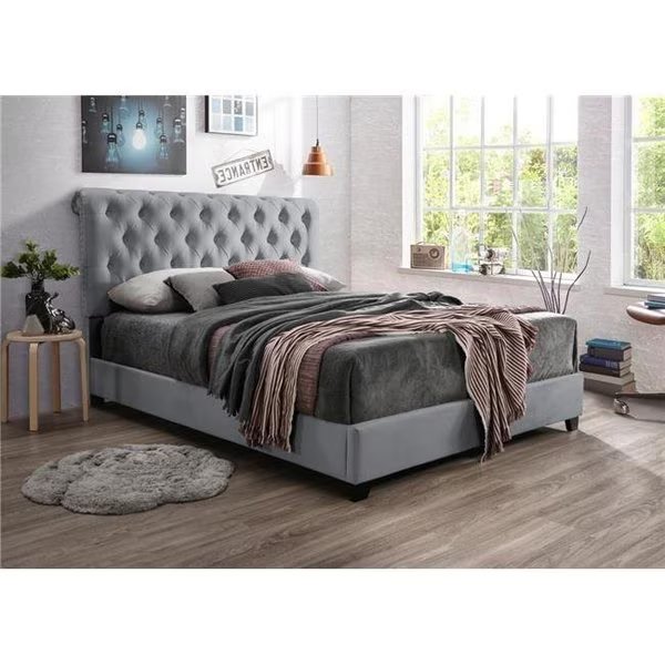 Myco Furniture KM8004-Q-GY 84 x 64 x 56 in. Kimberly Scalloped Queen Size Bed; Gray, Myco Furniture, Mfr#: KM8004-Q-GY