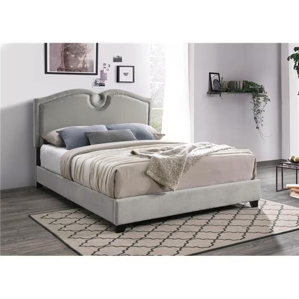Myco Furniture KM8005-Q-CP 84 x 64 x 56 in. Kimberly Nailhead Queen Size Bed; Champagne, Myco Furniture, Mfr#: KM8005-Q-CP