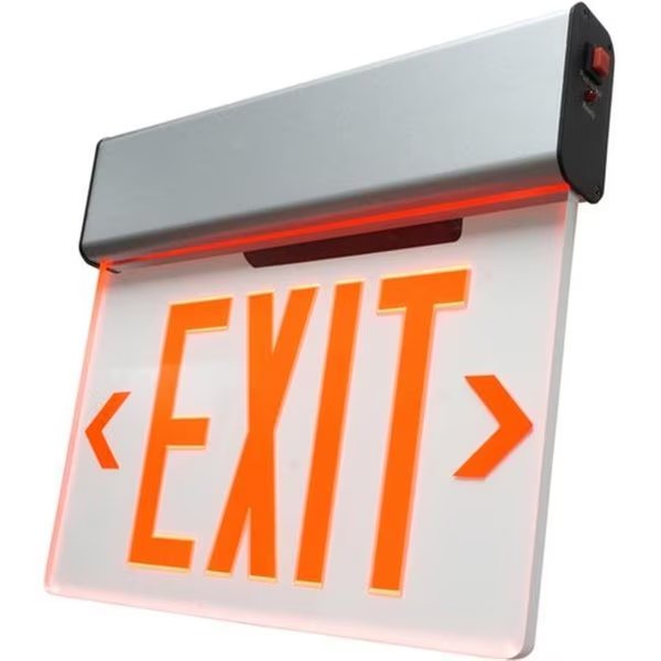 Nicor Lighting EXL2-10UNV-AL-CL-R-1 12.75 in. Edge Lit LED Emergency Exit Sign; Clear & Red, Nicor Lighting, Mfr#: EXL2-10UNV-AL-CL-R-1