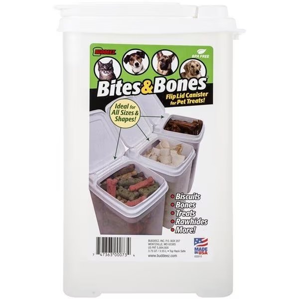 Buddeez B00073 3.5 qt. Bites & Bones Treat Canister, Buddeez, Mfr#: B00073