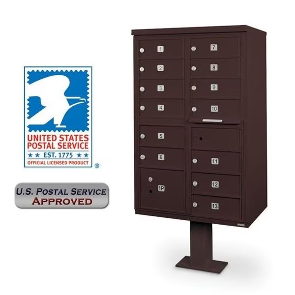 Postal Products Unlimited N1031044 13 Door CBU with Pedestal - Bronze, Postal Products Unlimited, Mfr#: N1031044