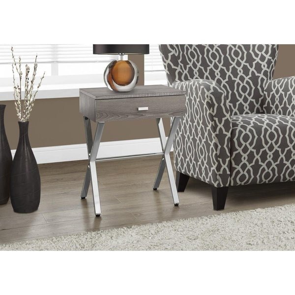 22.25 in. Dark Taupe Particle Board & Chrome Metal Accent Table, Gfancy Fixtures, Mfr#: GF2467692