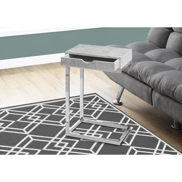 24.5 in. Grey Cement Particle Board & Chromed Metal Accent Table, Gfancy Fixtures, Mfr#: GF2467693