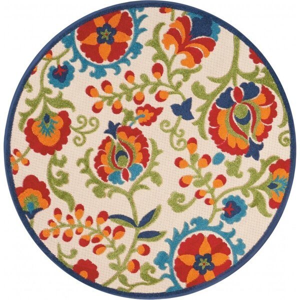 4 ft. Multi Color Round Mediterra Indoor & Outdoor Area Rug, Palacedesigns, Mfr#: PA2627593