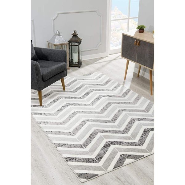 5 x 8 ft. Gray Distressed Chevron Area Rug, Homeroots, Mfr#: 394035