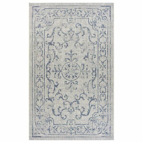 8 x 10 ft. Blue Ornate Indoor & Outdoor Area Rug, Homeroots, Mfr#: 396243
