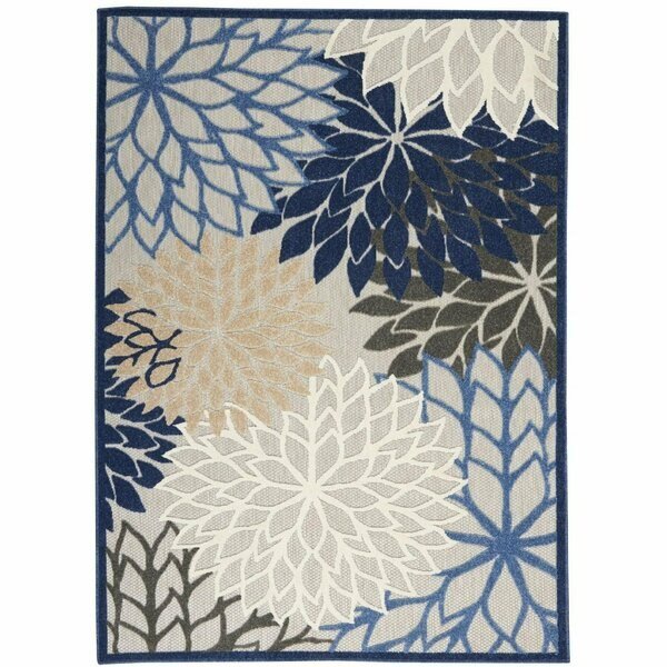 5 x 8 ft. Blue Large Floral Indoor & Outdoor Area Rug, Homeroots, Mfr#: 384820