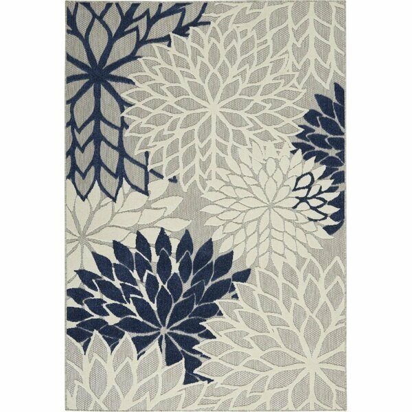 4 x 6 ft. Ivory & Navy Indoor & Outdoor Area Rug, Homeroots, Mfr#: 384831