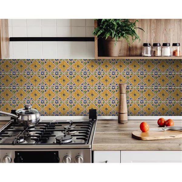 7 x 7 in. Yellow & Blue Provence Peel & Stick Removable Tiles, Gfancy Fixtures, Mfr#: GF2627770