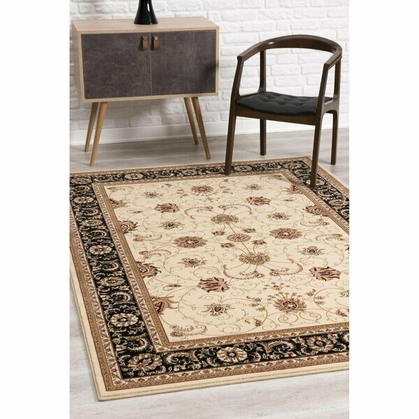5 x 8 ft. Cream & Black Decorative Area Rug, Homeroots, Mfr#: 395257