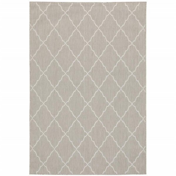 3 x 5 ft. Gray & Ivory Trellis Indoor & Outdoor Area Rug, Palacedesigns, Mfr#: PA2627919