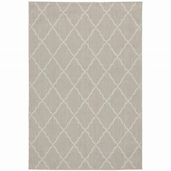 10 x 13 ft. Gray & Ivory Trellis Indoor & Outdoor Area Rug, Homeroots, Mfr#: 389552