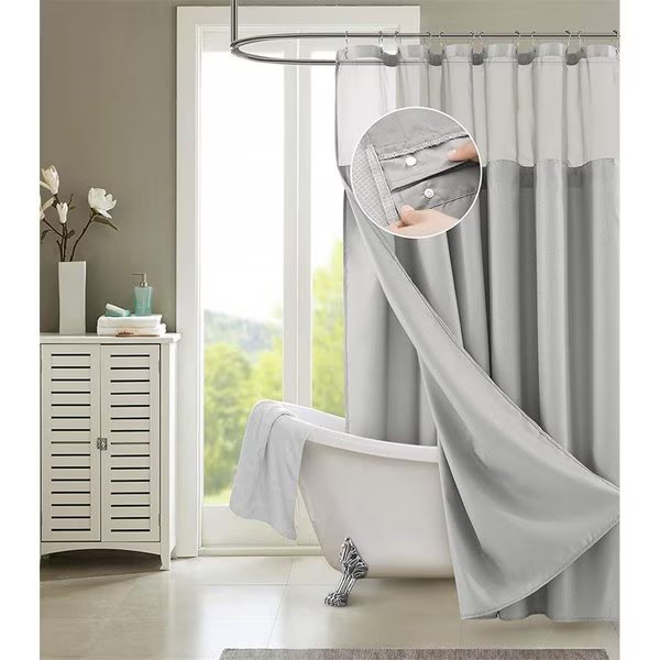 72 x 70 x 1 in. Silver Modern Grid Shower Curtain & Liner Set, Gfancy Fixtures, Mfr#: GF2627947