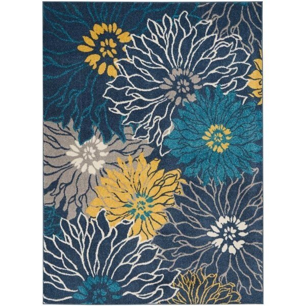 5 x 7 ft. Blue Tropical Flower Area Rug, Palacedesigns, Mfr#: PA2627958