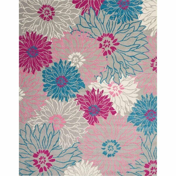 8 x 10 ft. Gray & Pink Tropical Flower Area Rug, Homeroots, Mfr#: 385428