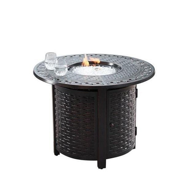 Oakland Living ROMERO-FPT-AC 34 in. Aluminum Outdoor Round Propane Fire Table; Antique Copper, Oakland Living Corporation, Mfr#: ROMERO-FPT-AC
